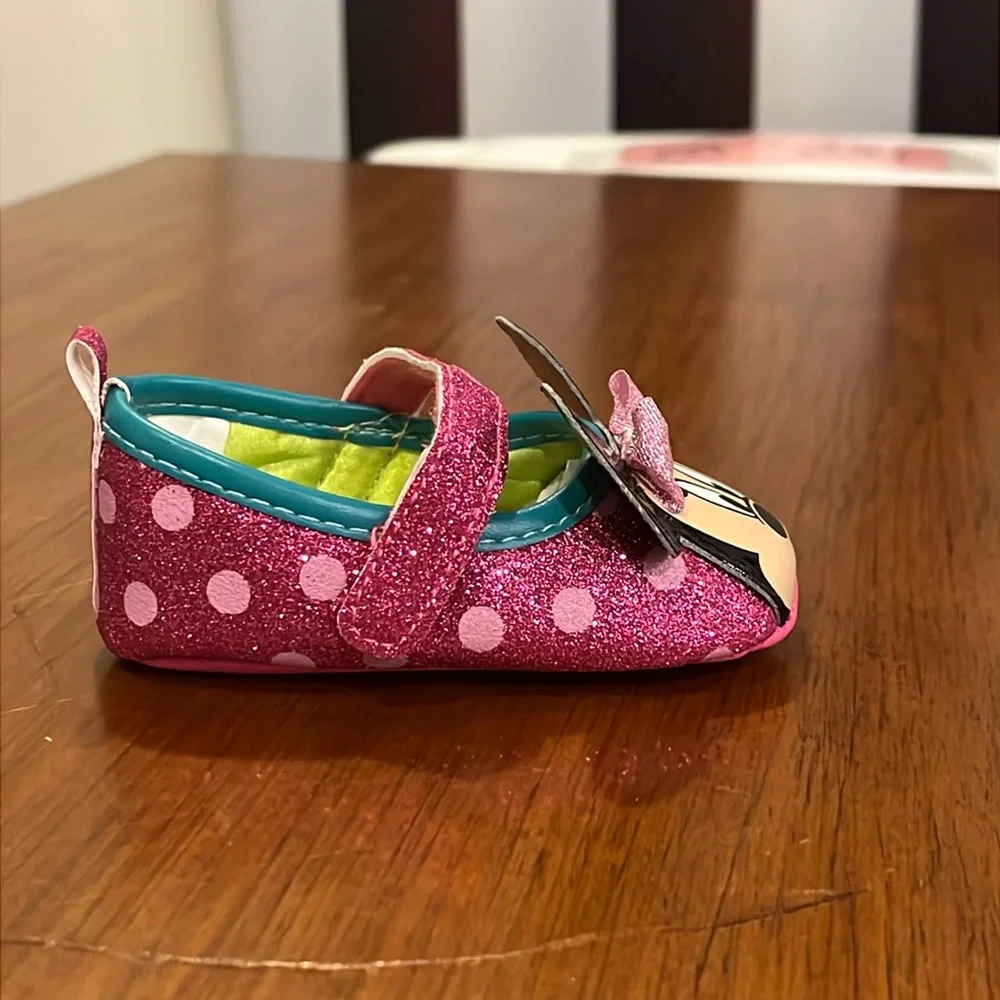 Minnie Mouse Disney Maryjane Crib Shoes Infant Baby Girl 6-9 Months mo pink new